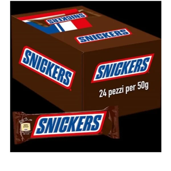 شکلات مغزدار اسنیکرز 45 گرمی بسته 20 عددی (اصلی ) Snickers Chocolate with Nuts, Pack of 20 (45 g ) Original